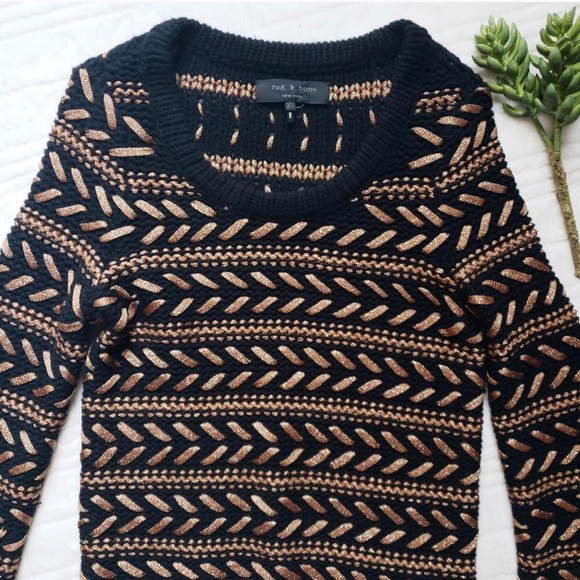 Rag & Bone Black and Gold Scoop Neck Sweater - Picture 5 of 8